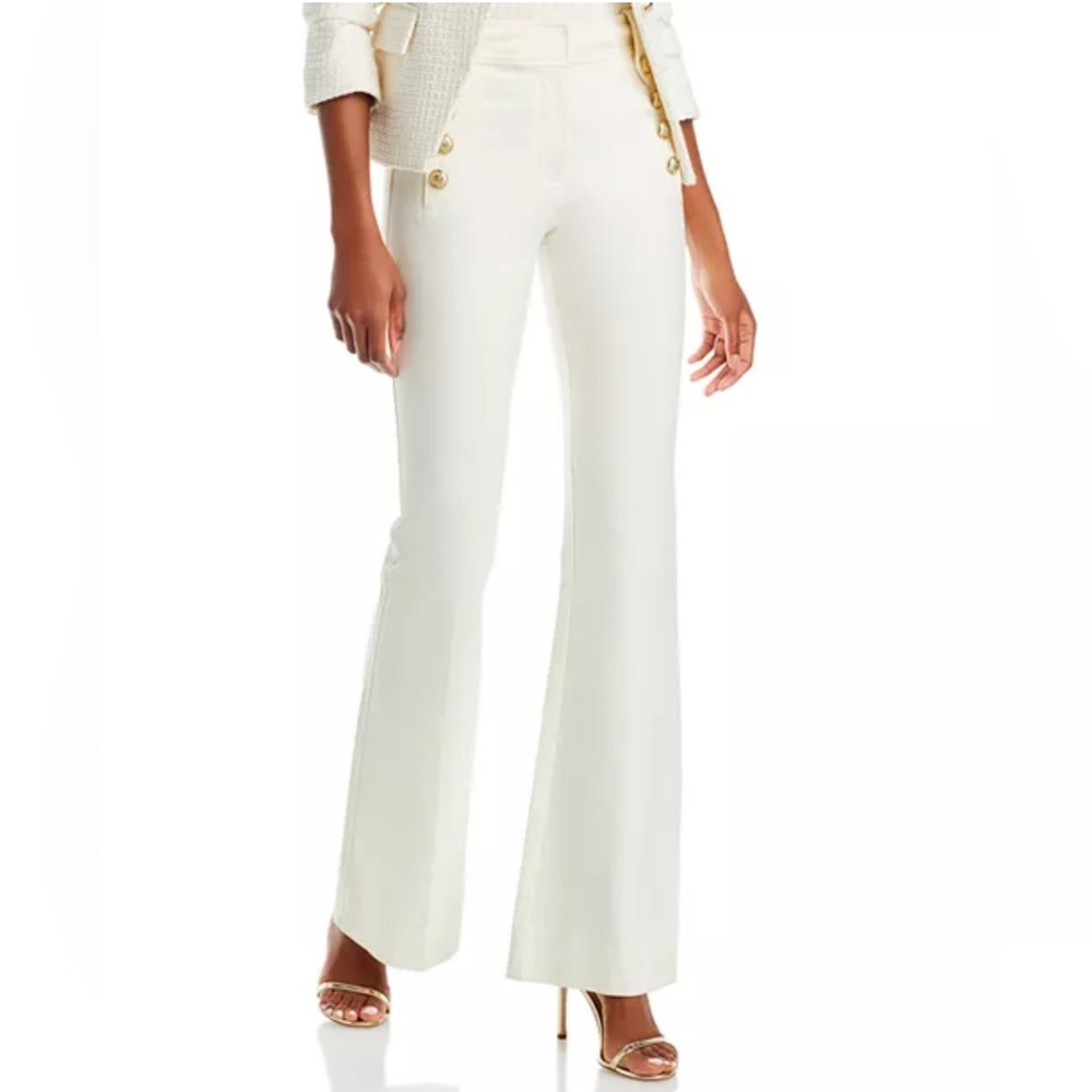 Derek Lam 10 Crosby White Flare Pants with Gold Buttons Sz 10